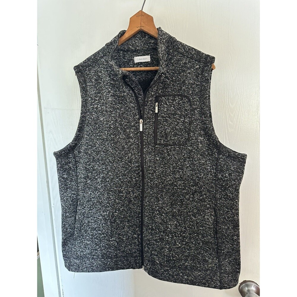 Calvin Klein Black/Gray Marled Full-zip vest